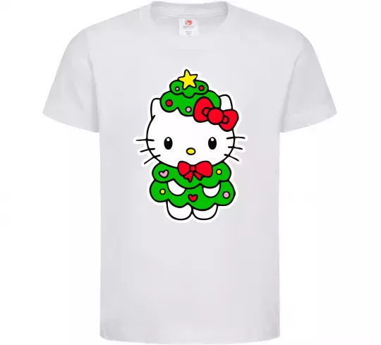 Дитяча футболка Новорічна Кітті Білий фото