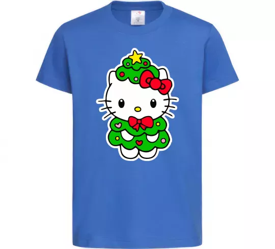Дитяча футболка Новорічна Кітті Яскраво-синій фото