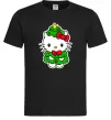 Мужская футболка Новорічна Кітті Черный фото