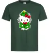 Мужская футболка Новорічна Кітті Темно-зеленый фото