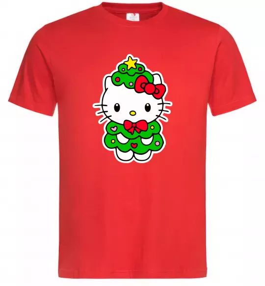 Мужская футболка Новорічна Кітті Красный фото