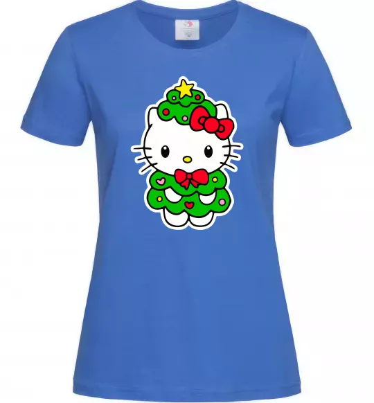 Жіноча футболка Новорічна Кітті Яскраво-синій фото