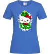 Жіноча футболка Новорічна Кітті Яскраво-синій Жіноча футболка Новорічна Кітті Яскраво-синій фото