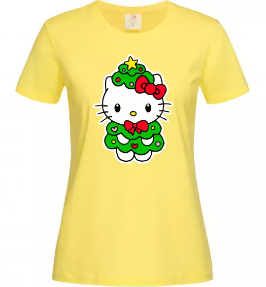 Жіноча футболка Новорічна Кітті Лимонний фото