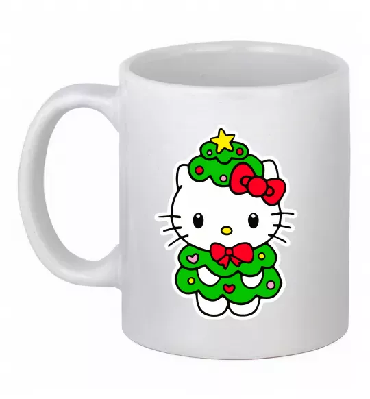 Чашка керамическая Новорічна Кітті Белый фото