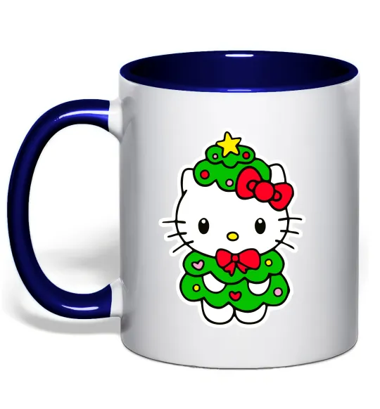 Чашка с цветной ручкой Новорічна Кітті Глубокий темно-синий фото