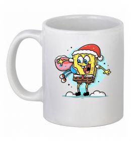 Чашка керамическая Губка Боб новорічний