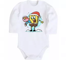 Детский боди Губка Боб новорічний Белый фото