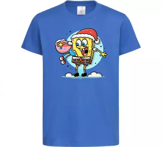 Дитяча футболка Губка Боб новорічний Яскраво-синій фото