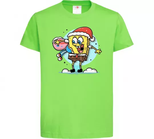 Дитяча футболка Губка Боб новорічний Лаймовий фото