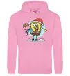 Чоловіча толстовка (худі) Губка Боб новорічний Рожевий фото