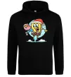Чоловіча толстовка (худі) Губка Боб новорічний Чорний фото