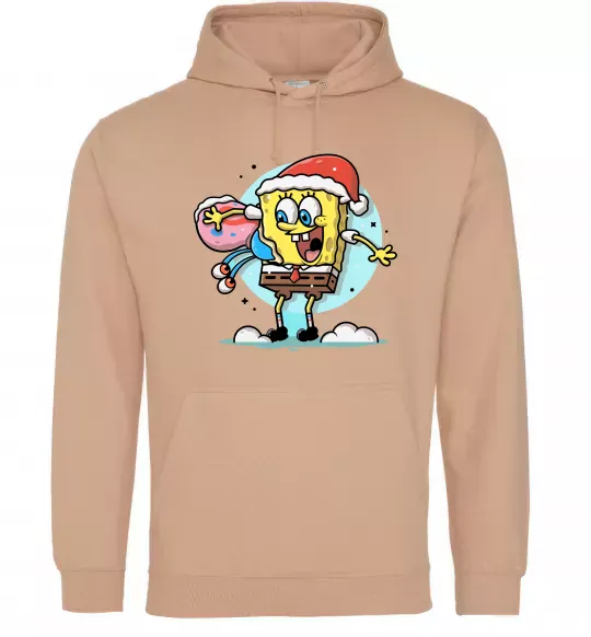 Чоловіча толстовка (худі) Губка Боб новорічний Пісочний фото