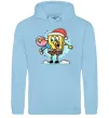 Чоловіча толстовка (худі) Губка Боб новорічний Блакитний фото