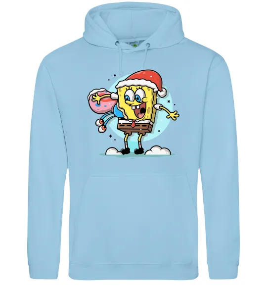 Женская толстовка (худи) Губка Боб новорічний Голубой фото