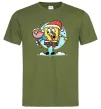 Чоловіча футболка Губка Боб новорічний Оливковий фото