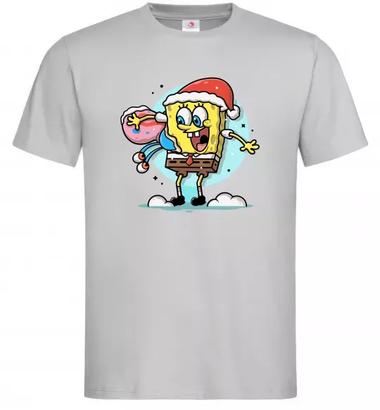 Чоловіча футболка Губка Боб новорічний Сірий фото