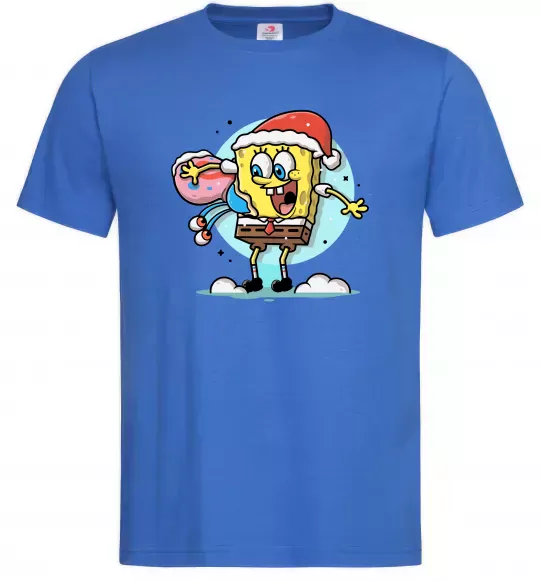 Чоловіча футболка Губка Боб новорічний Яскраво-синій фото