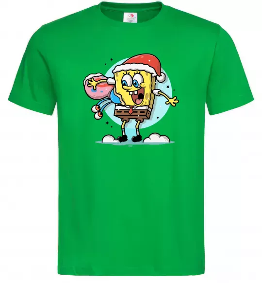 Чоловіча футболка Губка Боб новорічний Зелений фото