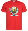 Чоловіча футболка Губка Боб новорічний Червоний фото