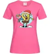 Жіноча футболка Губка Боб новорічний Яскраво-рожевий фото