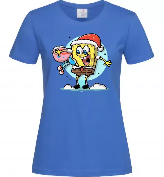 Жіноча футболка Губка Боб новорічний Яскраво-синій фото