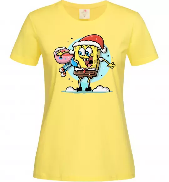 Жіноча футболка Губка Боб новорічний Лимонний фото