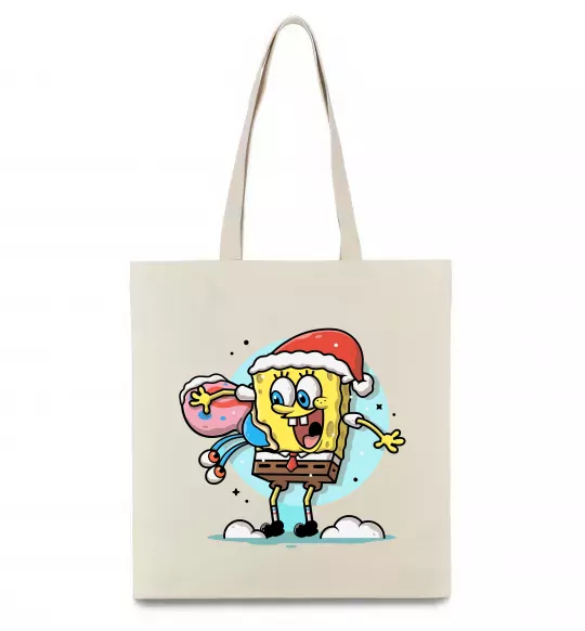 Еко-сумка Губка Боб новорічний Бежевий фото