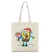 Еко-сумка Губка Боб новорічний Бежевий фото