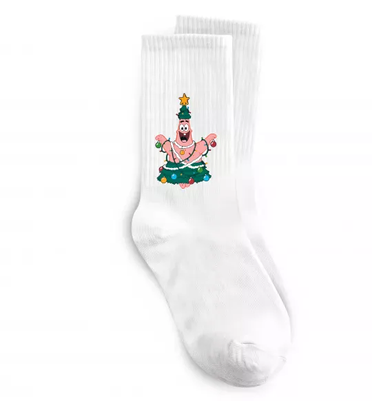 Шкарпетки Новорічний Патрік Білий фото