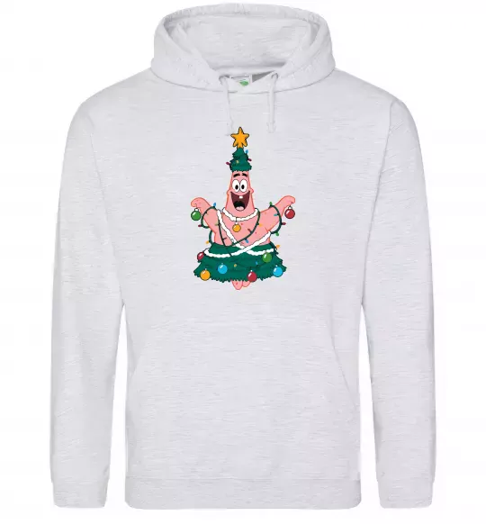 Чоловіча толстовка (худі) Новорічний Патрік Сірий меланж фото