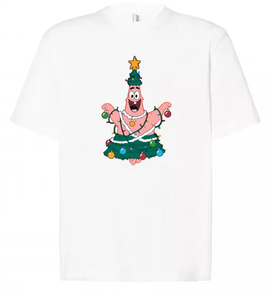 Футболка Оверсайз Новорічний Патрік Білий фото