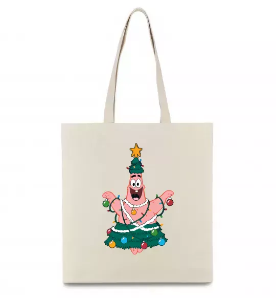 Эко-сумка Новорічний Патрік Бежевый фото