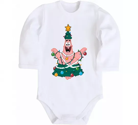 Дитячий бодік Новорічний Патрік Білий фото