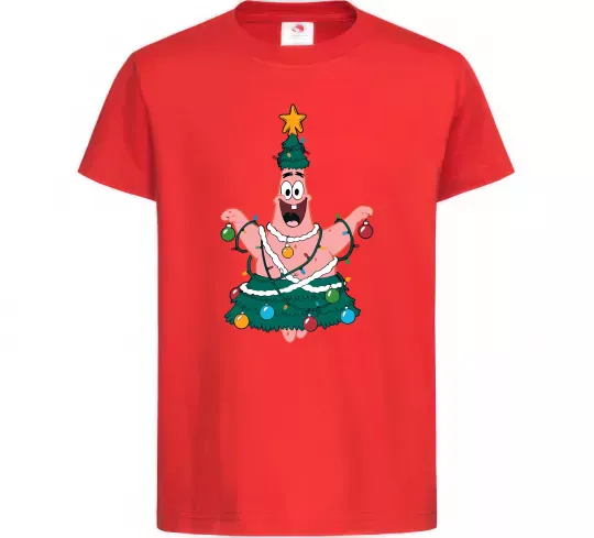 Детская футболка Новорічний Патрік Красный фото