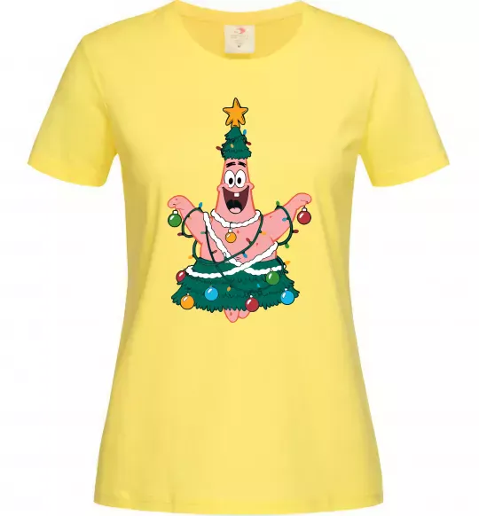 Женская футболка Новорічний Патрік Лимонный фото