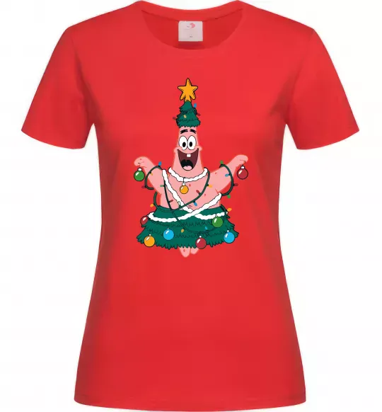 Женская футболка Новорічний Патрік Красный фото