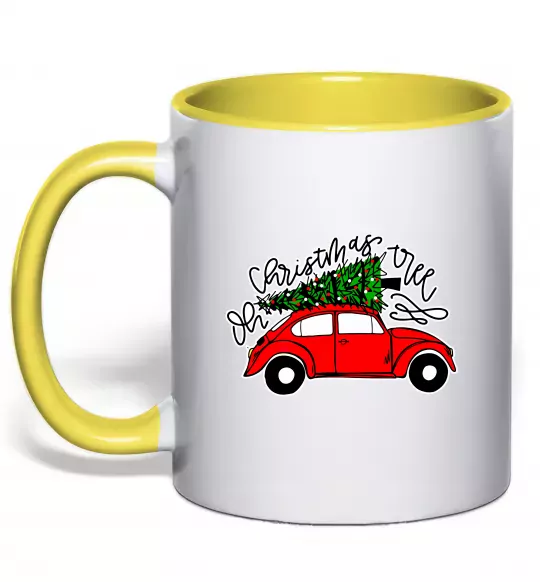 Чашка з кольоровою ручкою Oh Christmas tree Сонячно жовтий фото