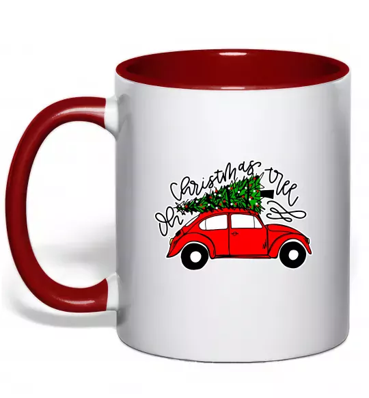 Чашка з кольоровою ручкою Oh Christmas tree Червоний фото