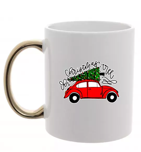 Чашка з кольоровою ручкою Oh Christmas tree Золото фото