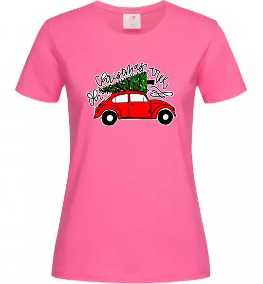 Жіноча футболка Oh Christmas tree Яскраво-рожевий фото