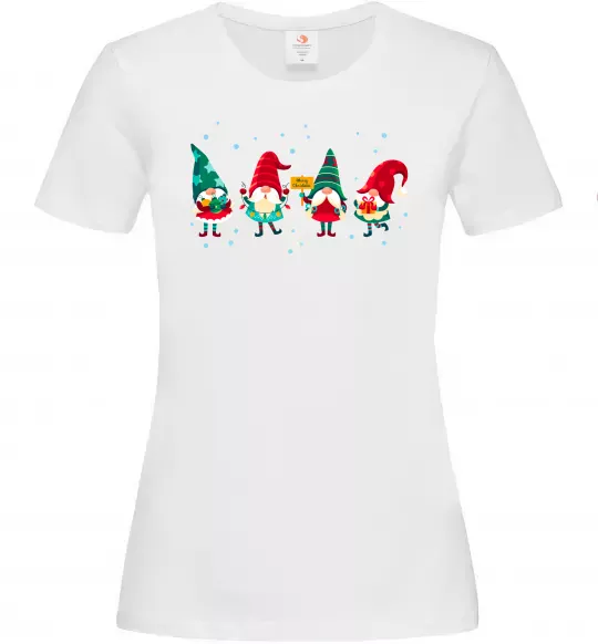 Жіноча футболка Гноми новорічні Білий фото