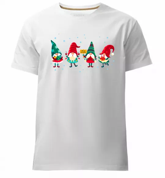 Чоловіча преміум футболка Гноми новорічні Білий фото