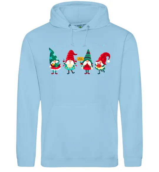 Чоловіча толстовка (худі) Гноми новорічні Блакитний фото