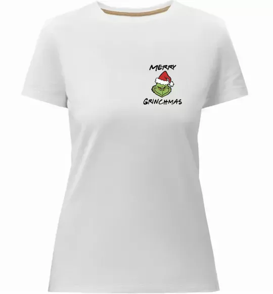 Женская премиум футболка Merry Grinchmas Белый фото