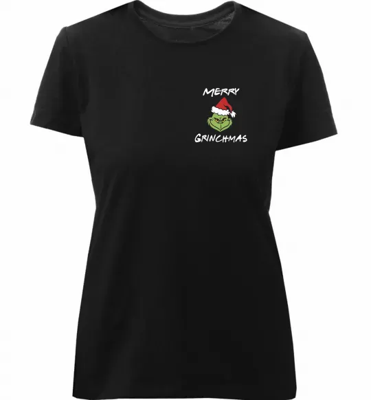 Женская премиум футболка Merry Grinchmas Черный фото
