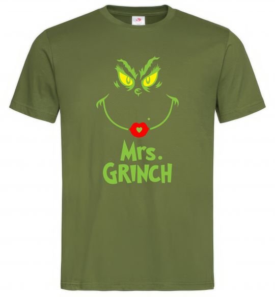 Мужская футболка Mrs.Grinch Оливковый фото