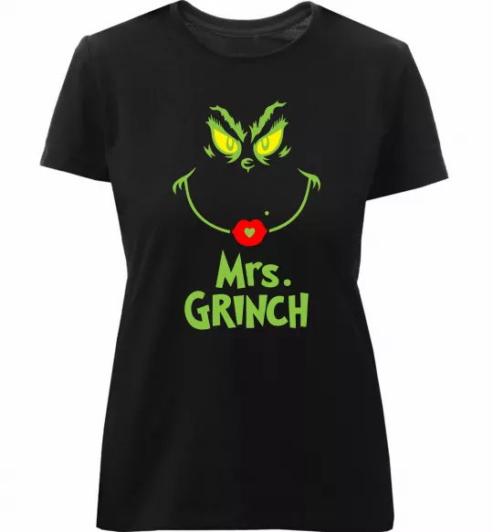 Женская премиум футболка Mrs.Grinch Черный фото
