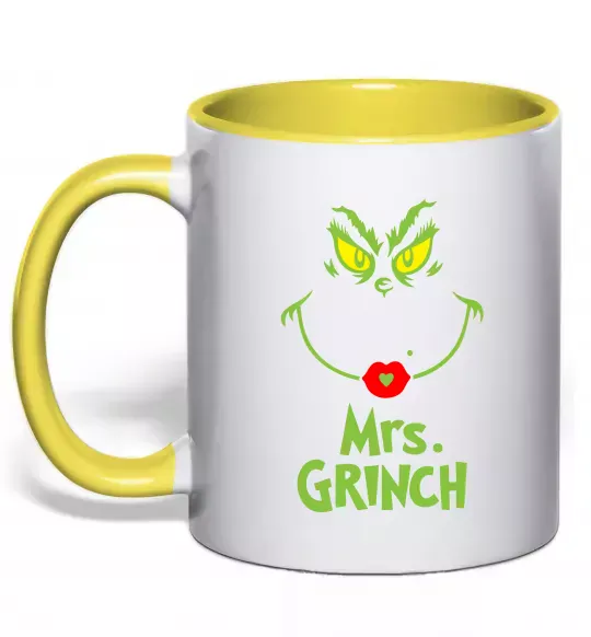 Чашка з кольоровою ручкою Mrs.Grinch Сонячно жовтий фото