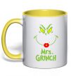 Чашка с цветной ручкой Mrs.Grinch Солнечно желтый фото